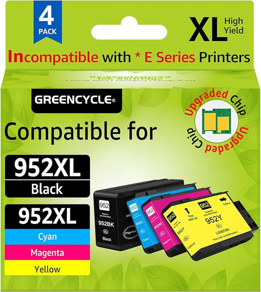 952XL Ink Cartridges Combo Pack 5PK, Compatible for HP 952XL Printer Ink
