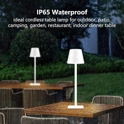 Cordless Table Lamp Rechargeable Lamps: 6000mAh Battery Operated Table Lamp Outdoor Waterproof, Touch Control, Portable Wireless Desk Lamp for Dinner/Bedroom/Restaurant （White2 Pack