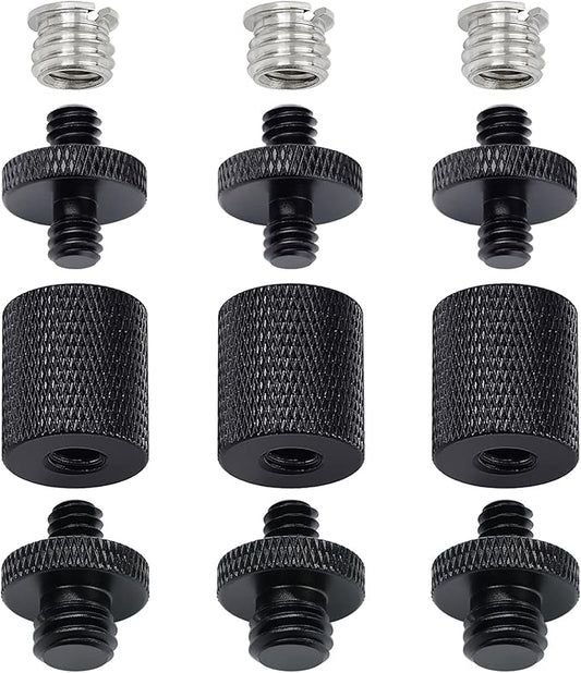 12 Pcs 1/4" & 3/8" Camera Screw Adapter Set - DSLR, GoPro, Flash & Light Stand Mounts