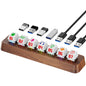 FEIFANZHE Walnut Wood 7-Port Powered USB 3.0 Hub, 5Gbps Data Transfer, Independent Hot-Swappable 3-Pin Mechanical Keyboard Switch Expander, RGB Backlit Docking Station-FU07