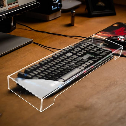 DOITOOL Clear Acrylic Keyboard Cover Protector -Cat, Desktop Keyboard Protector Mechanical Keyboard Cover Computer Keyboard Accessories (18.6 x 5.9X 1.8inch)
