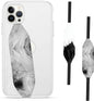 Phone Grip Strap - Reversible Finger Holder for Phone Back, Customizable Anti-Slip Design, Wireless Charging Compatible Detachable Holder for iPhone - White on Black