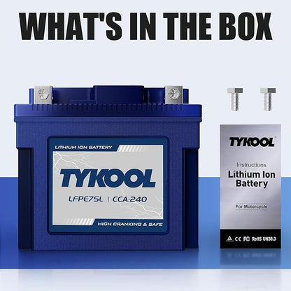 YTZ7S / YTX7L,12V 4Ah 240CCA LiFePO4 Motorcycle Battery, Powersports Battery for Honda KTM Yamaha Harely, Lithium Battery,For ATV, UTV, Scooter,Snowmobile, Motocross, Lawn Mower, Jet Ski, Motorboat