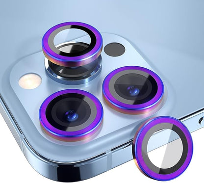 Choiche [3+1 for iPhone 13 Pro/iPhone 13 Pro Max Camera Lens Protector, 9H Tempered Glass Camera Cover Screen Protector Metal Ring Decoration Accessories (Colorful)