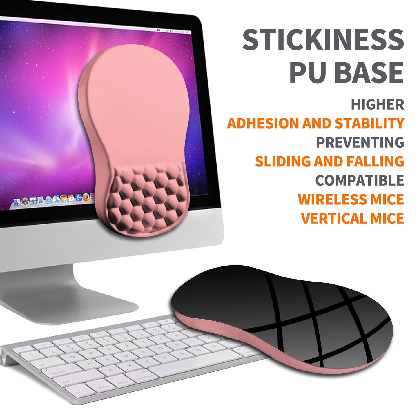 Armanza Ergonomic Joint Wrist Support Mouse Pad with Memory Foam Cushion Massage Bump, Carpal Tunnel Pain Relief Mousepad Slope Design for Wrist Rest, 11.8x7.9 in, Pink
