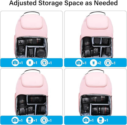 MOSISO Camera Sling Bag, DSLR/SLR/Mirrorless Camera Case Crossbody Photography Backpack with Tripod Holder&Removable Modular Inserts&PU Handle Compatible with Canon/Nikon/Sony, Pink