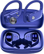 bmanl Wireless Earbuds Bluetooth Headphones 48hrs Play Back Sport Earphones with LED Display Over-Ear Buds with Earhooks Built-in Mic Headset for Workout Blue