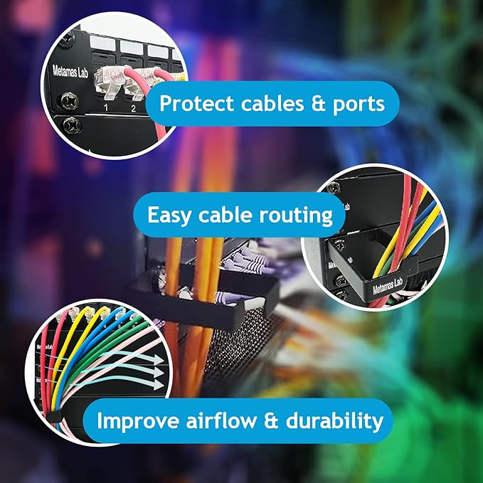 10 Pack Server Rack Cable Management D-Ring Hooks - Bracket Organizer Hook Mount Set for Network Patch Cables, Fiber Optic, Power Cords (10 Pieces) - Made in Taiwan