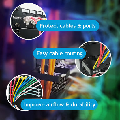 Metamas Lab - 10 Pack Metallic 1U D Ring Cable Manager Ring Network Rack Cable Management Ring Cable Management Hook for Network Patch Cables, Fiber Optic, Power Cords - Made in Taiwan