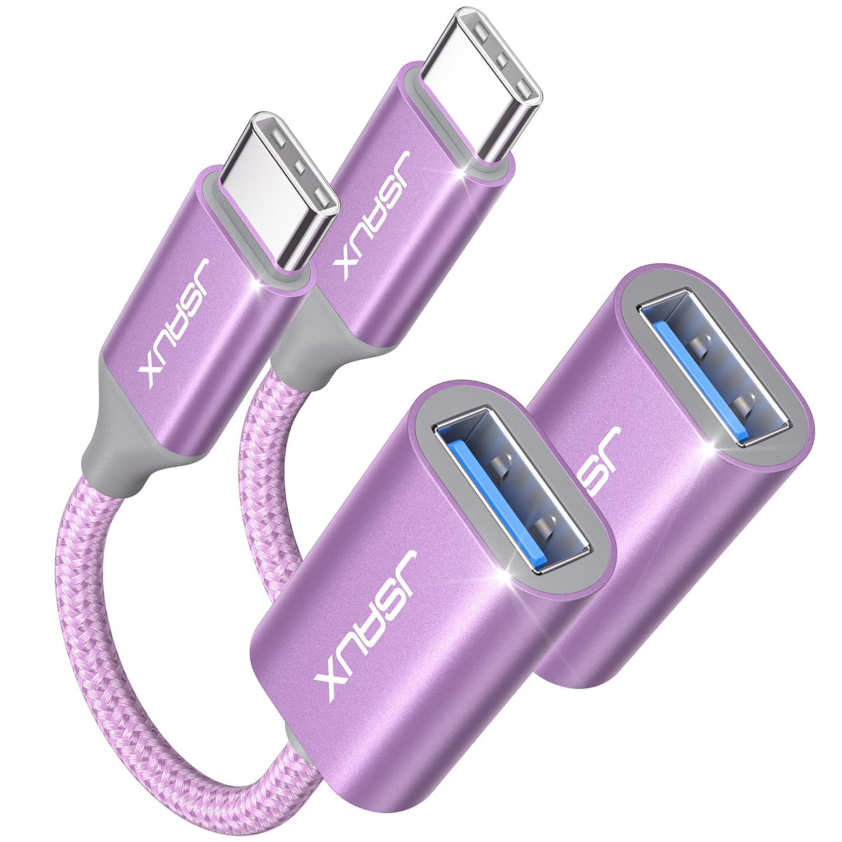JSAUX USB C to USB 3.0 Adapter [2 Pack], USB C Male to USB Female OTG Cable Adapter Compatible with MacBook Pro/Air, iPhone 18 Pro Max/iPhone Duo‌/Air/17/16/15 Series, Samsung Galaxy S26/S25/S24/S23