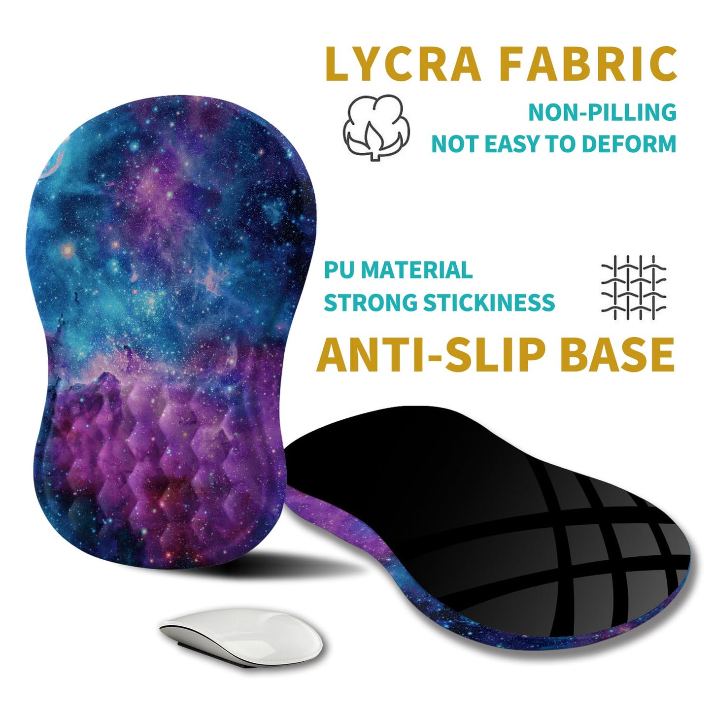 Hokafenle Ergonomic Mouse Pad Wrist Support, Wrist Rest Mousepad for Carpal Tunnel Pain Relief with Integrated Memory Foam Slope Massage Bulge (11.8x7.9 inch,Galaxy Nebula Space