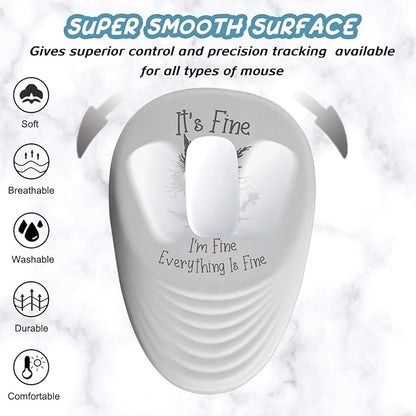 Mouse Pad, Ergonomic Mouse Pad with Wrist Rest Support and Non-Slip PU Base, Desktop Mousepad for Pain Relief, Computer, Office & Home, Grey Cat I'm Fine