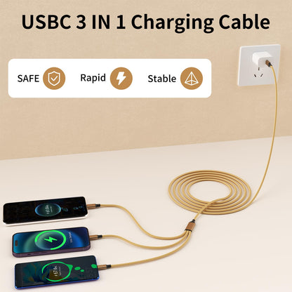 USB C Multi Charging Cable, 3 in 1 Charging Cords for Multiple Devices