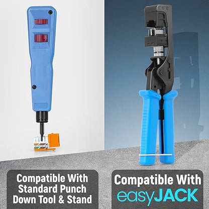 Everest 90° Angled RJ45 Cat6A Keystone Jacks 20-Pack in Orange - Slim Profile Female RJ45 Connectors - Cat 6A Keystone Jack - Compatible with 90° Angled Speed Termination Tool - easyJACK (B094WB91H3)