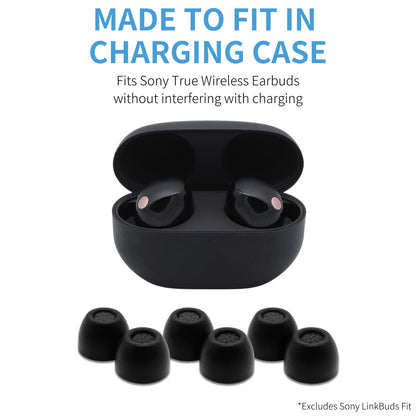 Comply TrueGrip Premium Memory Foam Replacement Ear Tips, Black, Medium