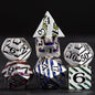 Metallic Stripes Dice with Gift Case, D&D Metal Polyhedral Dice Sets for Tabletop Games (Pearl Silver Seven Colors)