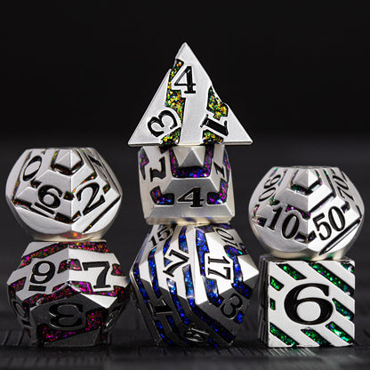 Maywin Luxury Inlay Metal Dice Set, Heavy Zinc Alloy Dice with Decorative Inlay for DND & RPG Games