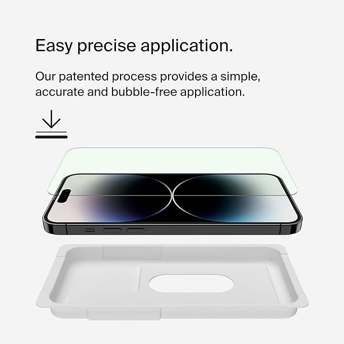 Belkin ScreenForce UltraGlass Blue Light Filter Screen Protector for iPhone 14 Pro Max, Scratch-Resistant Impact Protection w/Included Easy Align Tray for Bubble-Free Application