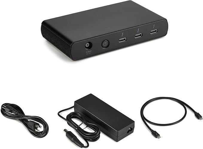 Amazon Basics Thunderbolt4/USB4 Docking Station, 3X Downstream TBT4 (Dual Display), 1xUSB A 3.1, Black, ‎4.76 x 2.84 x 0.86 inches