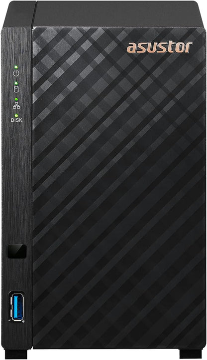 Asustor Drivestor 2 Lite AS1102TL, 2 Bay NAS, 1.7GHz Quad Core, 1GbE Port, 1GB RAM DDR4, Personal Private Cloud, Backup for Home & Small Office, Network Attached Storage(Diskless)