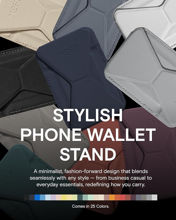 MOFT Magnetic Wallet Stand Compatible with iPhone 16/15/14/13/12 Series, Angle Adjustment & Magsafe Compatible MOVAS Phone Stand,Navy Blue