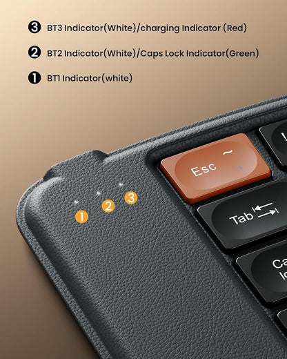 ProtoArc Ergonomic Foldable Keyboard, XK03 Split Folding Bluetooth Keyboard, Ultra Slim, Portable, for iPad, iPhone, Tablet, Laptop, PC - Gray