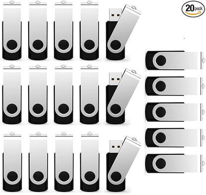USB Flash Drive 1GB 20 Pack, Bulk USB 2.0 Flash Drives Thumb Drive Swivel Memory Stick Jump Drive Pen Drive,1 gig 20 Pieces