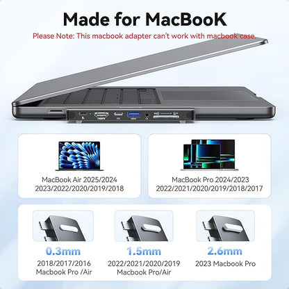 USB C Hub Adapter for MacBook Pro Air 2025-2016 Docking Station for MacBook M4 M3 M2 M1 USB C to HDMI Mac Accessories Multiport Dongle with 4K HDMI USB 3.0 SD TF Thunderbolt 3 USB-C Port Type C