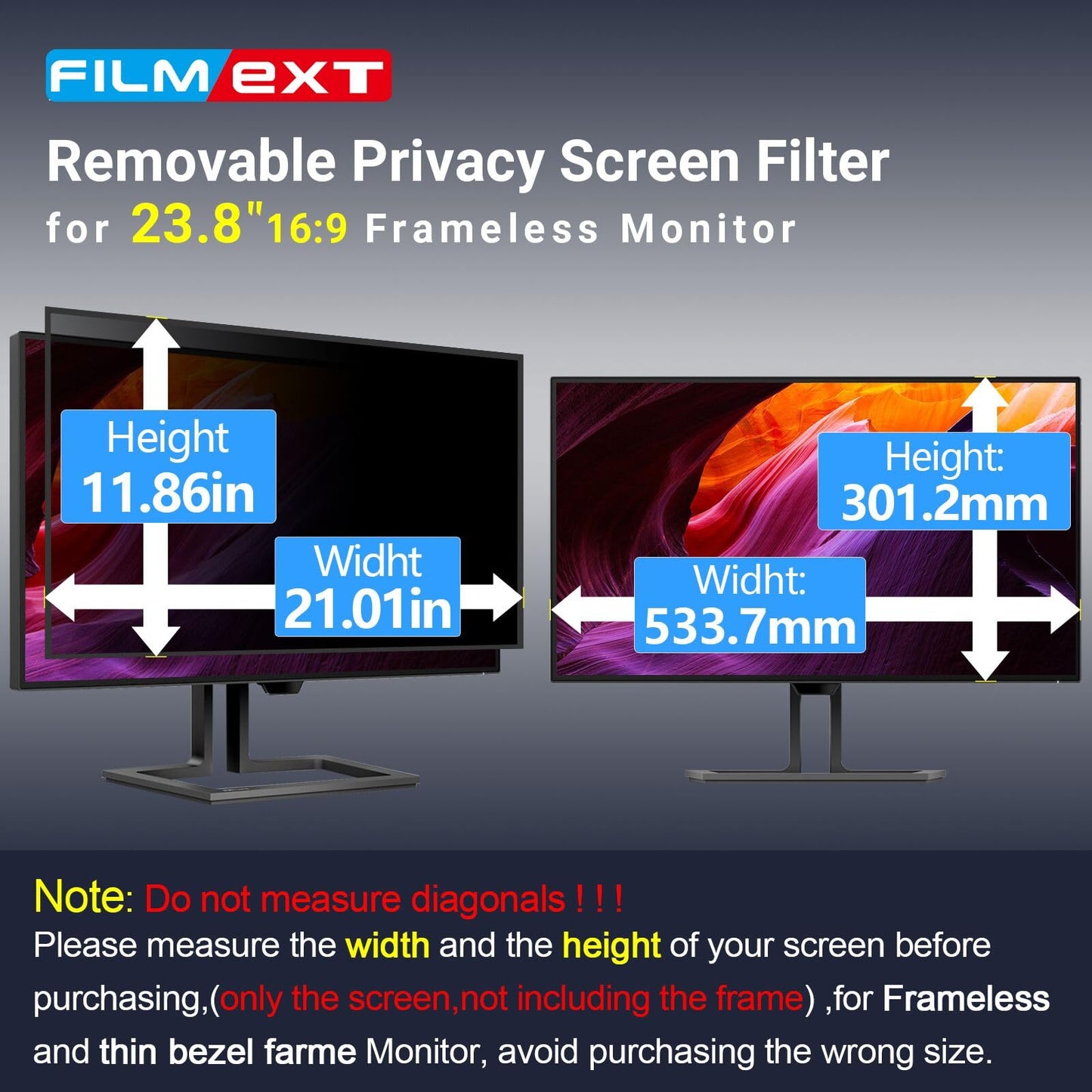 FILMEXT 2 Pack 23.8 inch Computer Privacy Screen Filter