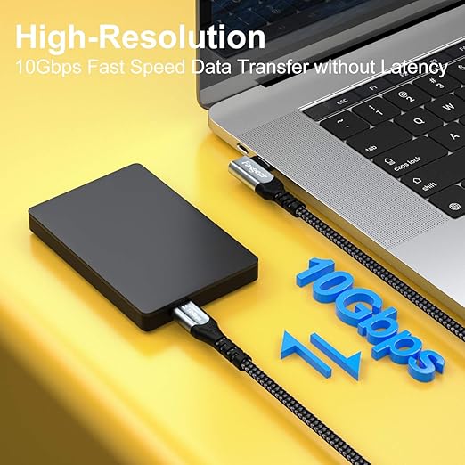 Fasgear USB C to USB C Cable 90 Degree, 10ft, Black