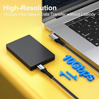 Fasgear USB C to USB C Cable 90 Degree, 10ft, Black