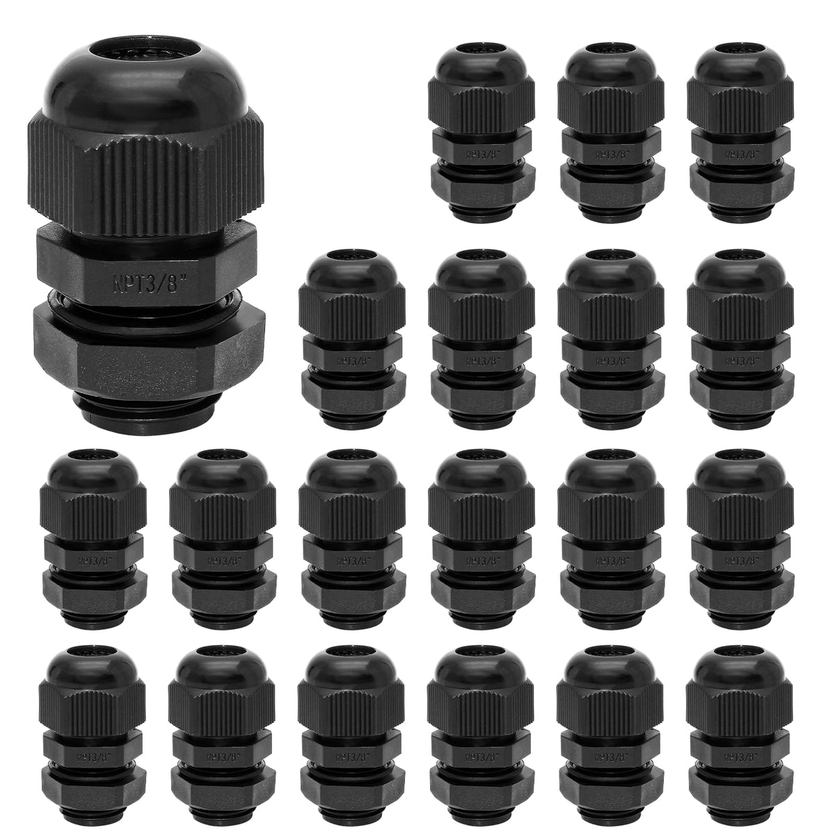Bonsicoky 1/2" NPT Nylon Cable Glands, Grey, 10 Pcs