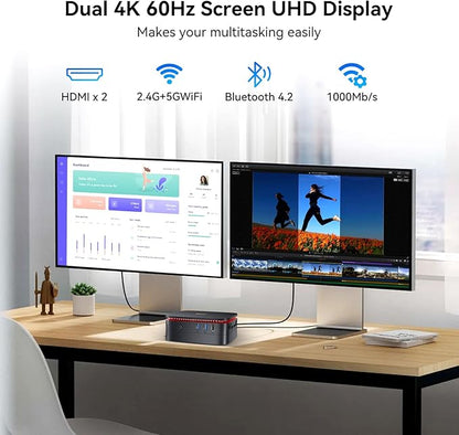 Blackview MP60 Mini PC 2025 with 13th Gen Intel N150(2-Year Coverage), 16GB RAM 512GB M.2 SSD Mini Computer, 4K UHD Dual HDMI, Win11 Pro, WiFi 5/Big Fan/LED Light, Mini Desktop PC for Home/Office/Edu