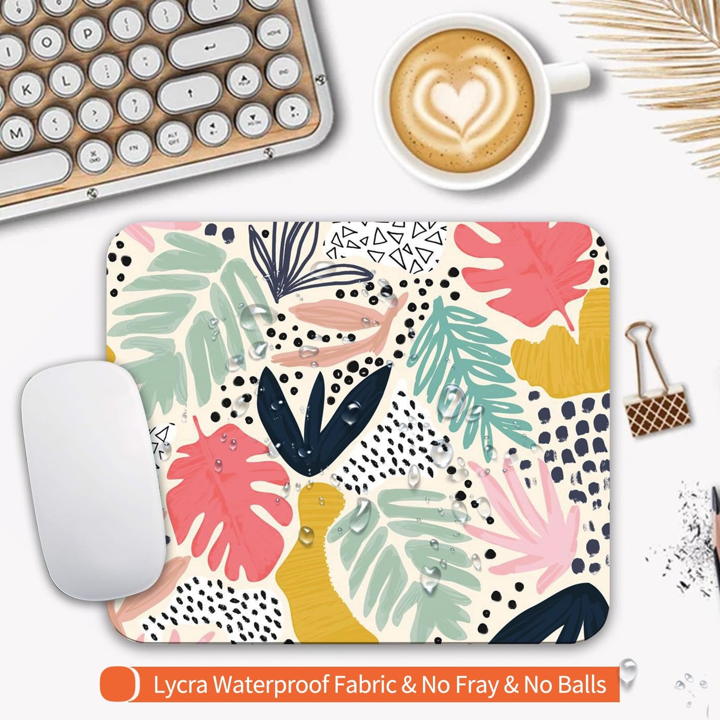 Armanza Square Mouse Pad Tropical Plants, Personalized Premium-Textured Custom Mouse Mat Design, Washable Mousepad Cloth, Non-Slip Rubber Base Computer Mouse Pads for Wireless Mouse