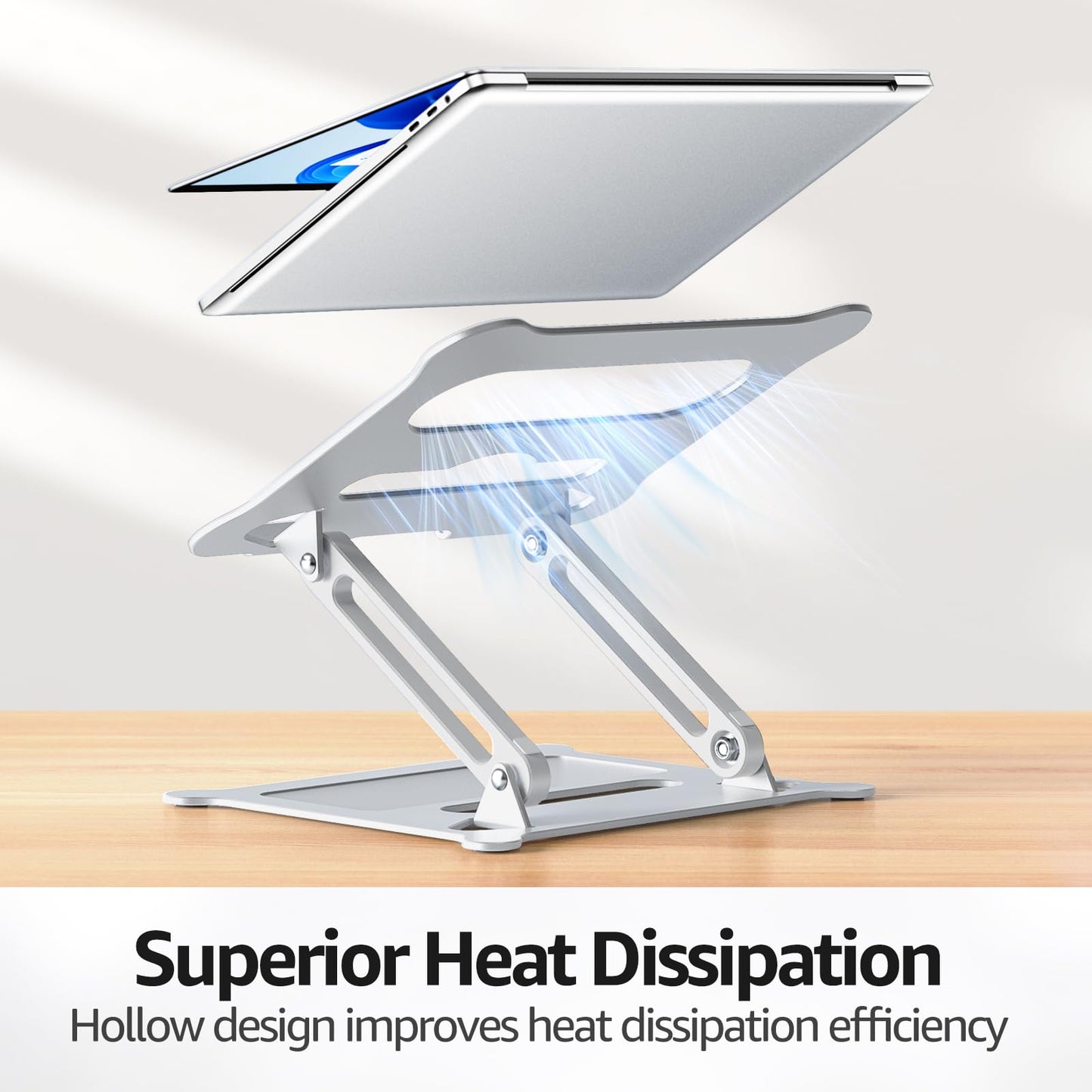 Urmust Adjustable Laptop Stand for Desk, 10-15.6“ Laptop Riser, Silver