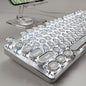EWEADN TK100 Typewriter Style Wired Mechanical Keyboard, 104 Keys Aesthetic Typewriter Keyboard with White Backlit, Anti-Ghosting, Blue Switch Wired Cute Keyboards-White