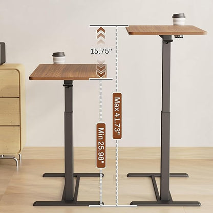 FLEXISPOT Mobile Standing Desk with Wheels Pneumatic Laptop Desk Rolling Computer Cart Movable Height Adjustable Small Sit Stand Desk Computer Workstations Home Use(31.5" W x 17.7" D, Mahogany)