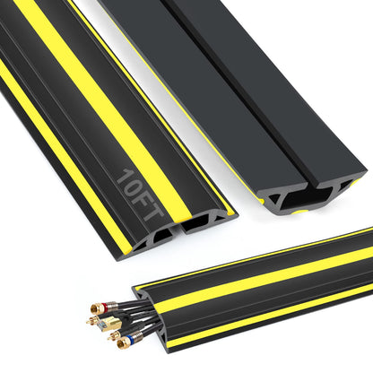 TFMUZERT 10 ft Floor Cable Cover Protector, Heavy Duty PVC Duct Easy to Unroll, Prevent Trip Hazard for Home Office or Outdoor Settings