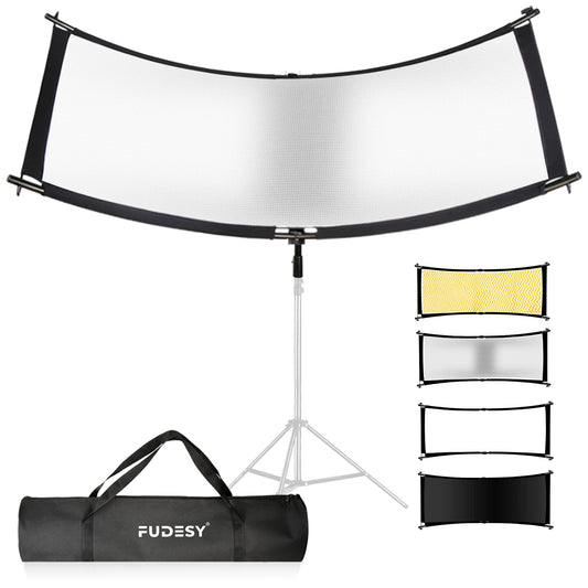 FUDESY 67"x24" Curved Reflector, 4-in-1, U-Shape Clamshell Reflector