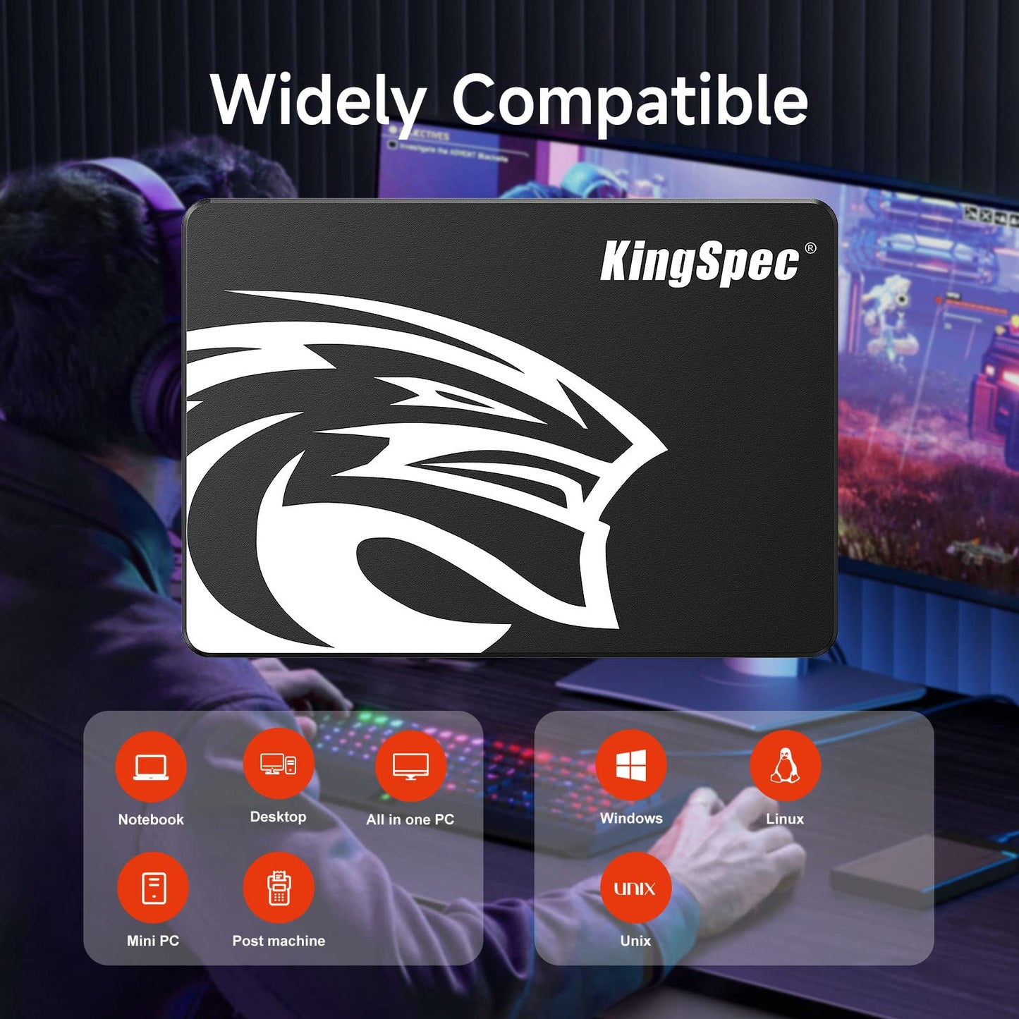 KingSpec 128GB 2.5 SSD SATA III Internal - 550MB/s Read, 520MB/s Write with 3D NAND Flash, for Laptop & Desktop PC Upgrade
