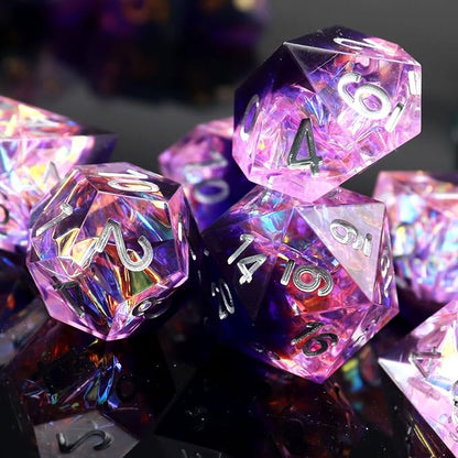 Haxtec Sharp Edge DND Dice Set, Purple Resin Polyhedral RPG Dice
