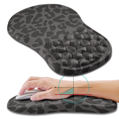 Hokafenle Ergonomic Mouse Pad Wrist Support, Wrist Rest Mousepad for Carpal Tunnel Pain Relief with Integrated Memory Foam Slope Massage Bulge (11.8x7.9 inch,Black Leopard