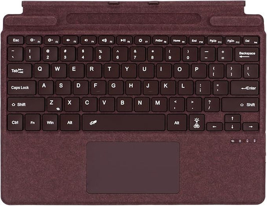 Keyboard for Microsoft Surface Pro Copilot+ (11th Edition) / Pro 11 / Pro 10 / Pro 9 / Pro 8 / Pro X, 13 inch, Detachable Type Cover with Touchpad, 7-Color Backlit & Pen Holder (Wine)