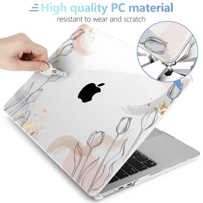 MEEgoodo Case for M5/M4/M3/M2 MacBook Air 13 inch 2026 2025 2024 2022, Fit Model A3449/A3240/A3113/A2681, Case Compatible with MacBook Air 13.6-inch, Engraving Hand Drawn Floral