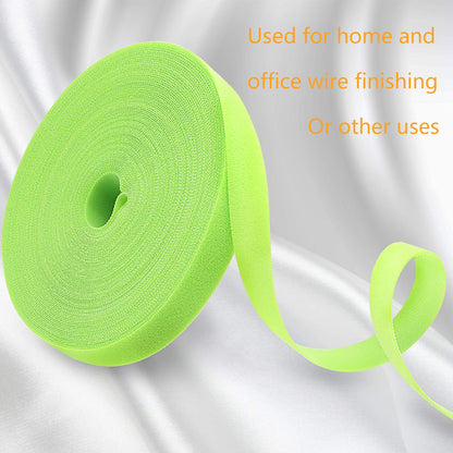 Saisn Reusable Fastening Tape Cable Ties 3/4 Inch Double Side Hook Roll (25 Yard, Green)