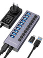 ACASIS Powered 16 Ports USB 3.2 Hub, 10Gbps Data Transfer, 96W Adapter