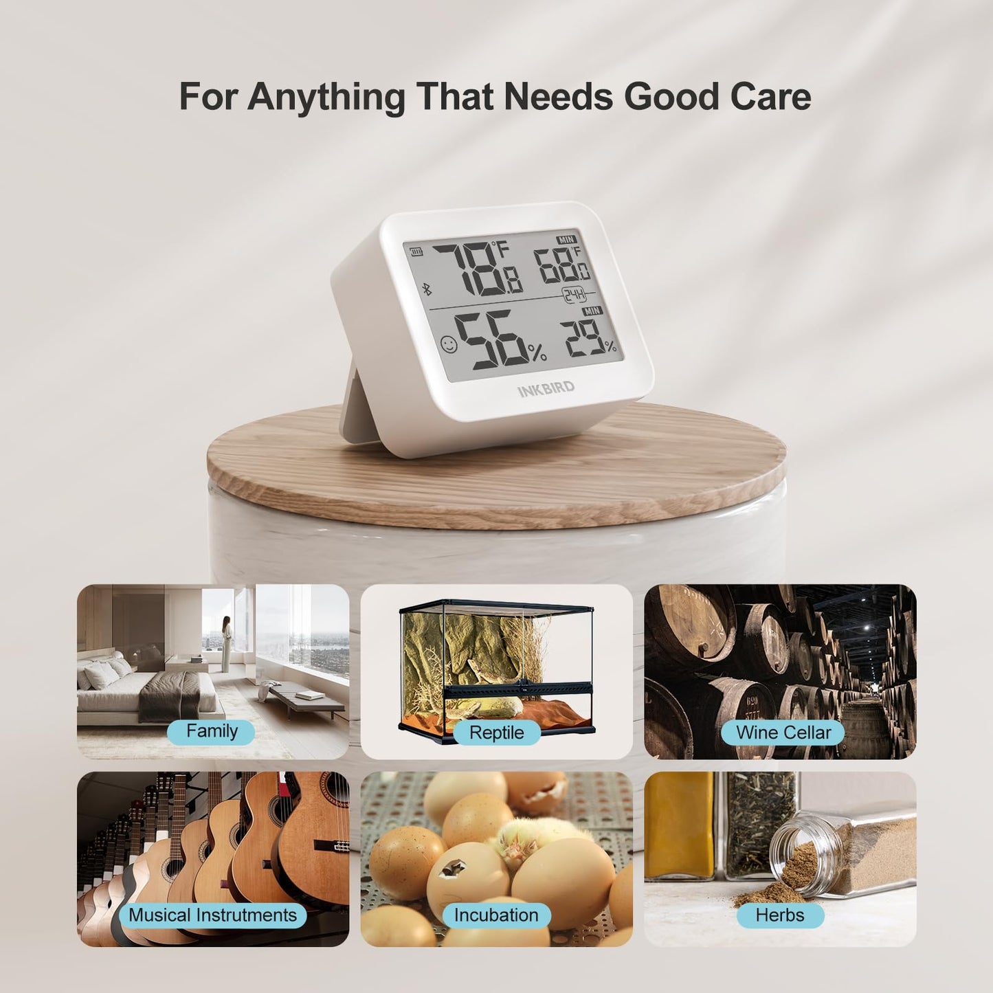 Temperature Hygrometer Monitor, Hygrometer Thermometer, Remote APP Control Greenhouse Accessories Room Temperature Monitor, Room Thermometer for Baby Nursery, 1 Years Data Storage Export, LCD