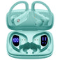 bmani Ear Buds Wireless Earbuds Bluetooth Headphones with 80H Playtime LED Display Case, Over-Ear Hook with Mic, Stereo Sound, Easy Button Controls, Sports Earphones for Running Workout Gym Mint Green