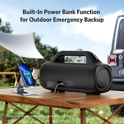 EarFun UBOOM X Portable Bluetooth Speaker, 80W Stereo with JumboBass, IP67 Waterproof Outdoor Speaker, RGB Light, 30H Playtime, Custom EQ, Bluetooth 5.3 Speakers for Outdoor, Camping, Beach