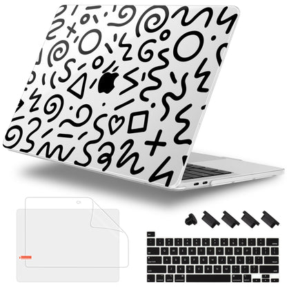 Lepeoac Case for MacBook Pro 13 inch Case M2 2022-2016 A2338 M1 A2251 A2289 A2159 A1989 A1708 A1706, Plastic Hard Shell + Keyboard Cover + Dust Plug, Happy Emoji